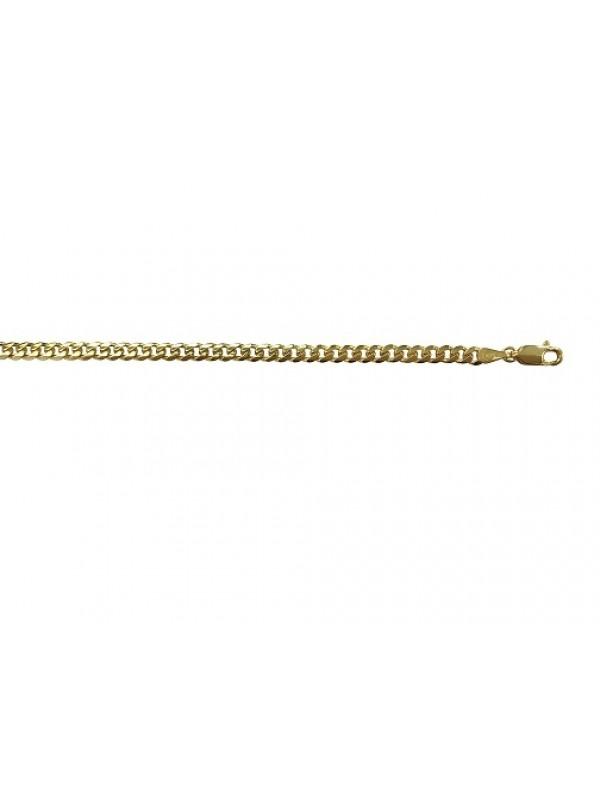 10, 14 Karat Yellow Gold Domed Link 3.5 mm Italian Curb Bracelet