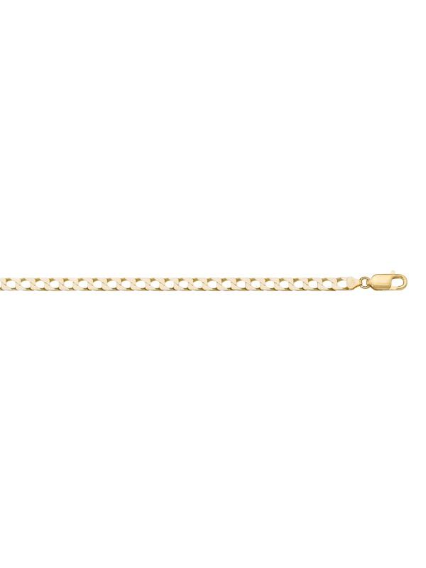 10, 14 Karat Yellow Gold Squared Link Curb 2.6 mm Italian Bracelet