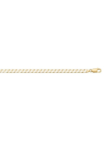 10k, 14k Yellow Gold Squared Link Curb 2.6 mm Italian Chain