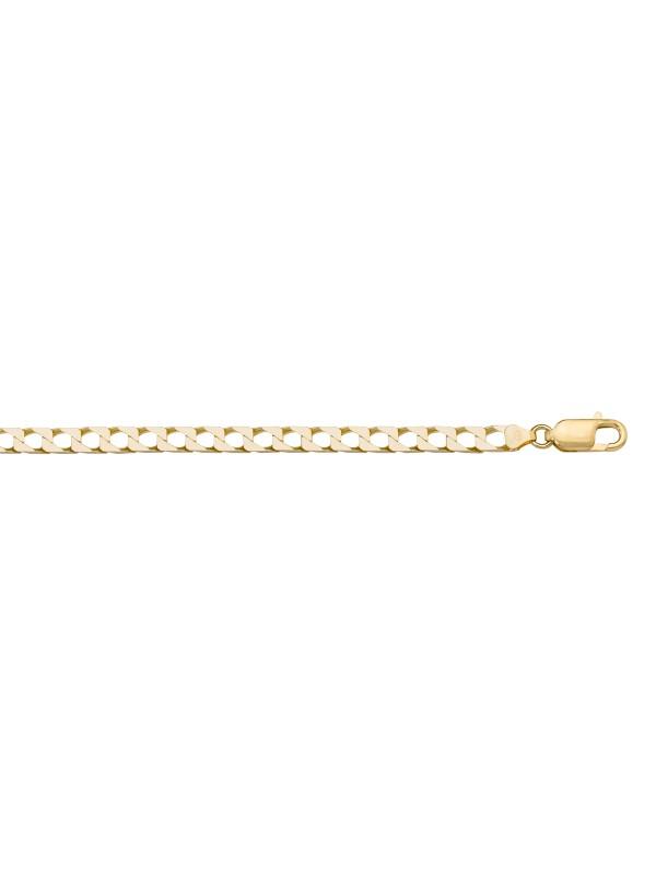 10k, 14k Yellow Gold Squared Link Curb 3.4 mm Italian Chain