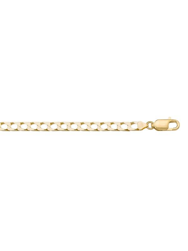 10, 14 Karat Yellow Gold Squared Link Curb 4.1 mm Italian Chain