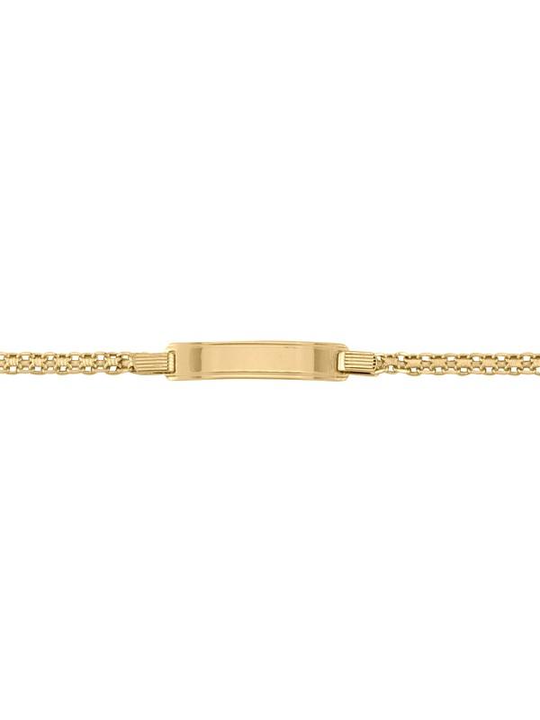 14 Karat Yellow Gold Solid Bismark 3.1 mm Italian Id Bracelet