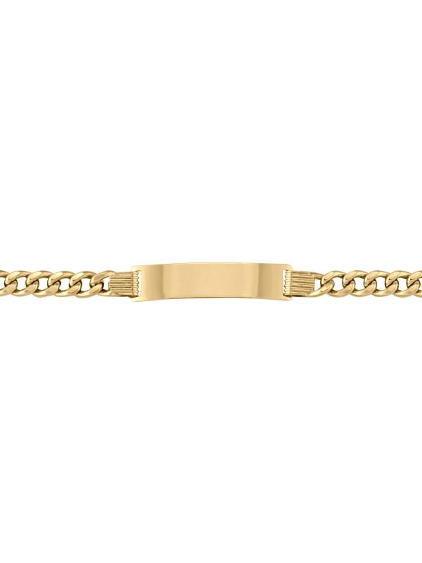 10, 14 Karat Yellow Gold Hollow Curb 5.0 mm Italian Womens Id Bracelet
