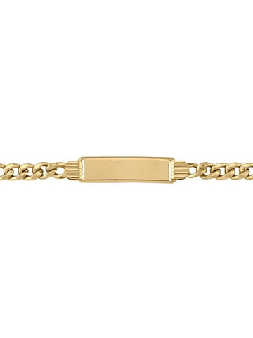 10, 14 Karat Yellow Gold Hollow Curb 5.4 mm Italian Mens Id Bracelet
