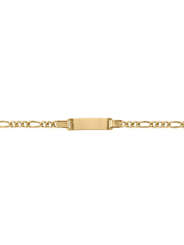 10, 14 Karat Yellow Gold Hollow Figaro 3.0 mm Italian Kids And Womans Id Bracelet