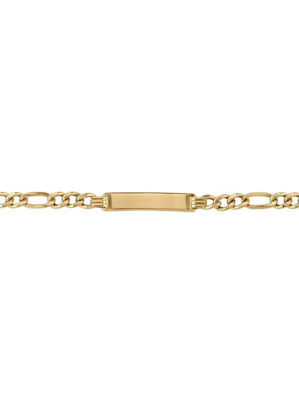 10, 14 Karat Yellow Gold Hollow Figaro 4.4 mm Italian Women&#39;s Id Bracelet