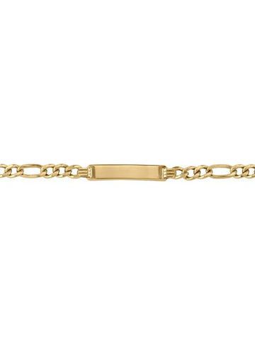 10, 14 Karat Yellow Gold Hollow Figaro 4.4 mm Italian Women's Id Bracelet