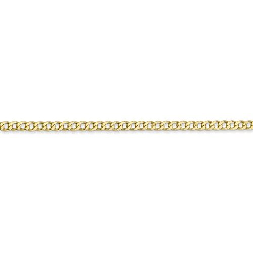 10k, 14k Yellow Gold Solid Open Link Curb 2.4 mm Italian Anklet