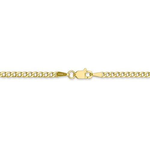 10k, 14k Yellow Gold Solid Open Link Curb 2.4 mm Italian Anklet