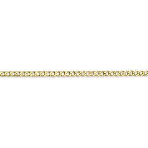 10k, 14k Yellow Gold Solid Open Link Curb 2.4 mm Italian Anklet
