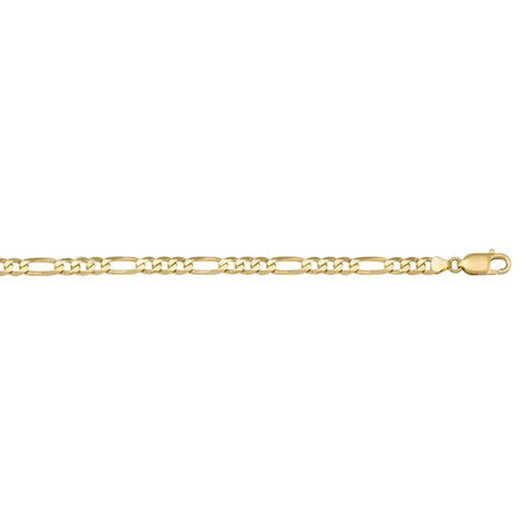 10k, 14k Yellow Gold Figaro Link 2.4 mm Italian Anklet