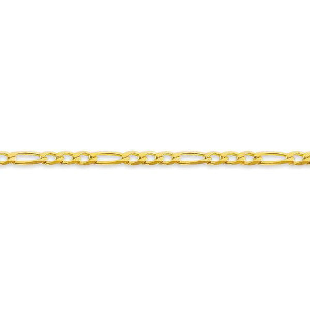 10, 14 Karat Yellow Gold Figaro Link 3.1 mm Italian Bracelet