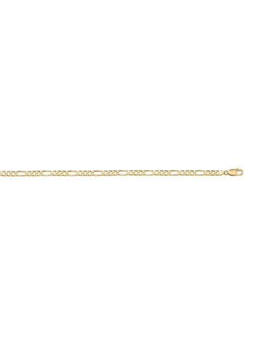 10, 14 Karat Yellow Gold Figaro Link 3.1 mm Italian Bracelet