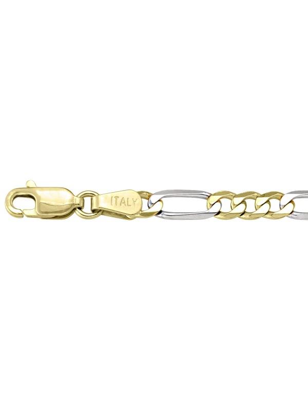 10k, 14k Two Tone Figaro Link 3.9 mm Italian Gold Chain