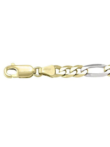 10k, 14k Two Tone Figaro Link 5.1 mm Italian Gold Chain