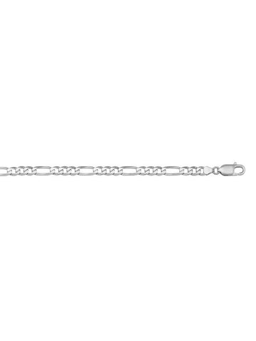 10, 14 Karat White Gold Figaro Link 5.1 mm Italian Bracelet