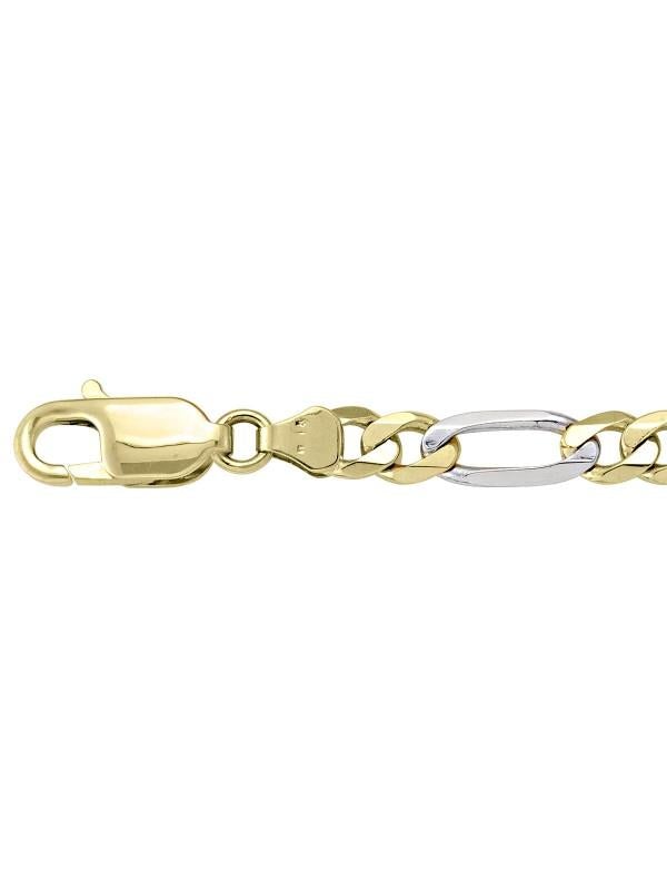 10k, 14k Two Tone Figaro Link 5.7 mm Italian Gold Bracelet