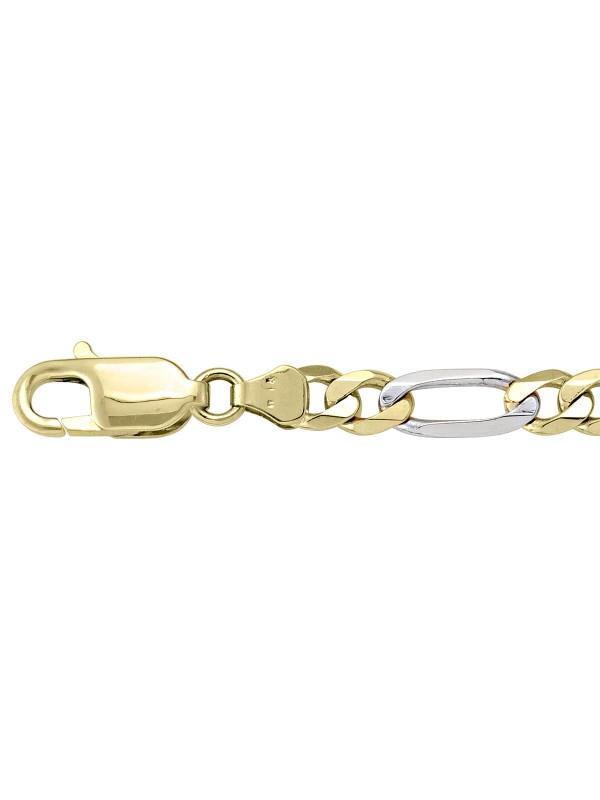 10k, 14k Two Tone Figaro Link 5.7 mm Italian Gold Chain