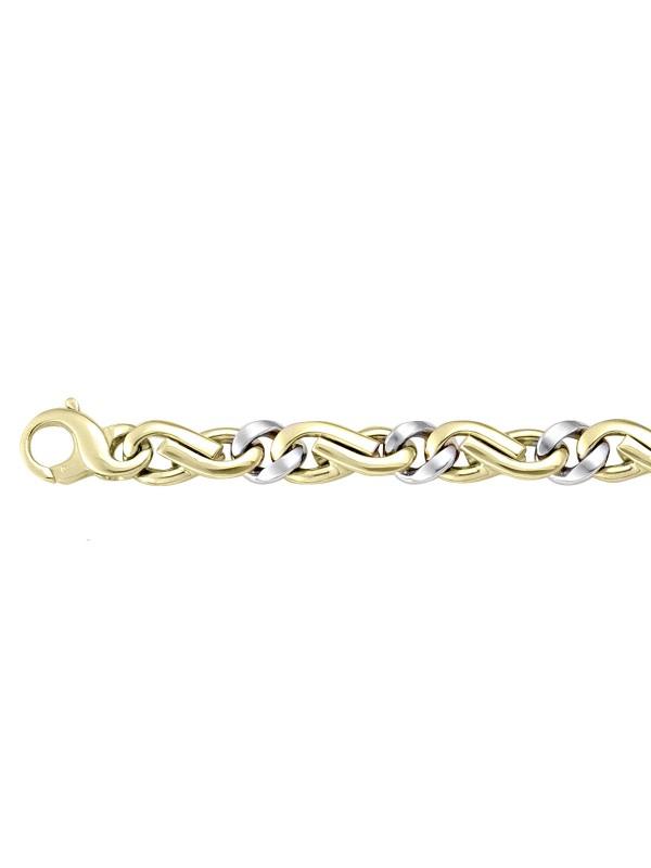 14K Fancy Two Tone Yellow and White Gold Bracelets with Lobster Clasp.