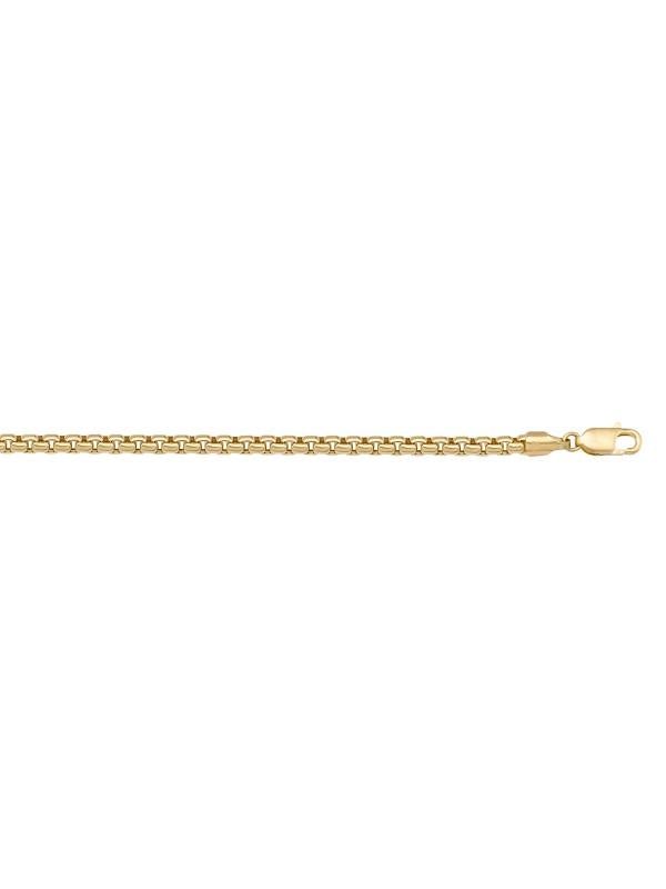 10k, 14k Yellow Gold Hollow Box 2.5 mm Italian Bracelet
