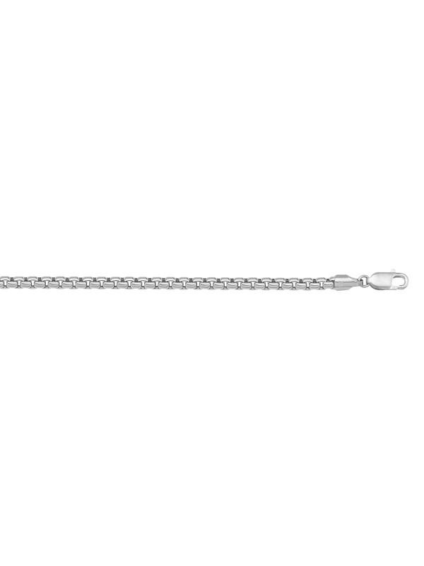 10k, 14k White Gold Hollow Box 2.5 mm Italian Chain