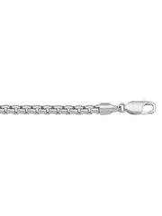 14 Karat White Gold Hollow Box 3.6 mm Italian Bracelet