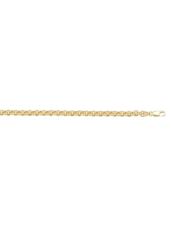 10k, 14k Yellow Gold Hollow Rolo 3.8 mm Italian Bracelet
