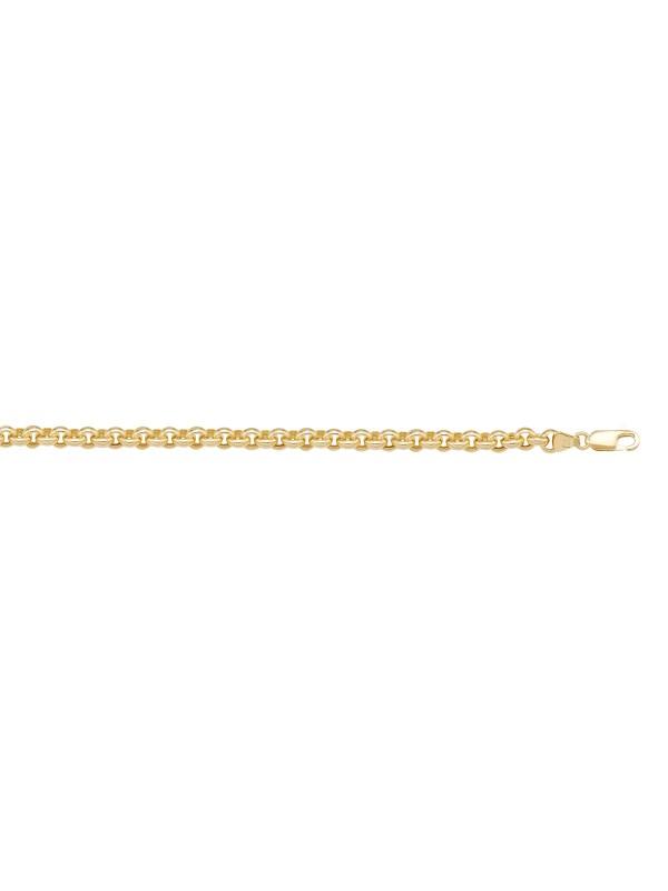 10k, 14k Yellow Gold Hollow Rolo 3.8 mm Italian Chain