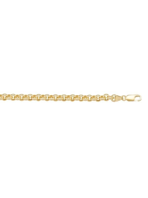 10k, 14k Yellow Gold Hollow Rolo 5.3 mm Italian Bracelet