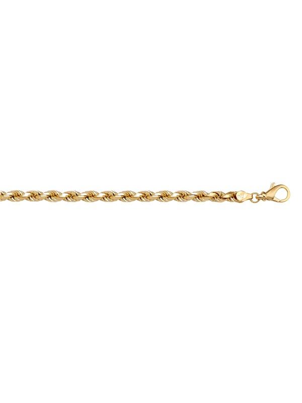 10, 14 Karat Yellow Gold Solid Diamond Cut Rope 2.7 mm Italian Bracelet