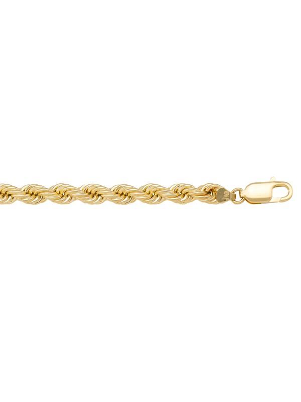 10, 14 Yellow Gold Hollow Rope 5.0 mm Italian Bracelet