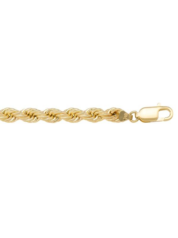 10k, 14k Yellow Gold Hollow Rope 8.0 mm Italian Chain