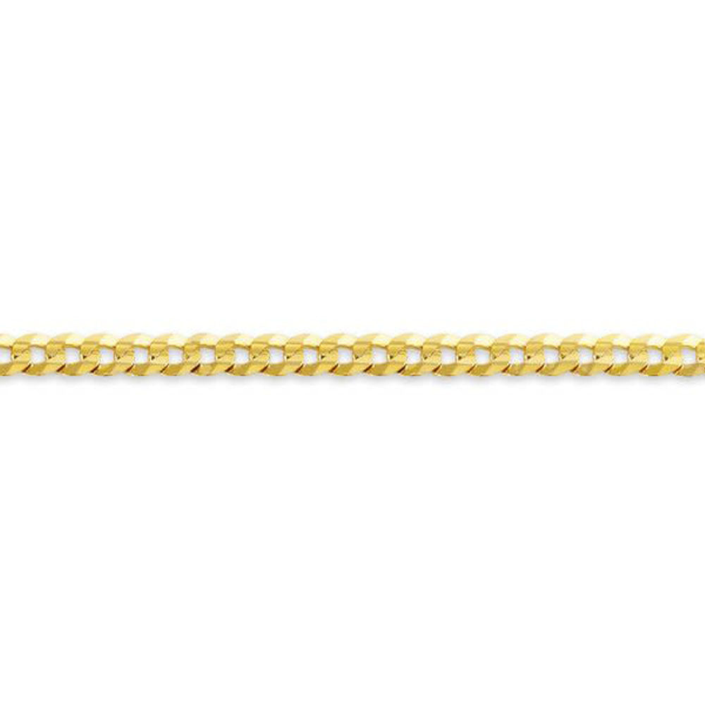 10, 14 Karat Yellow Gold Hollow Curb 3.0 mm Italian Bracelet