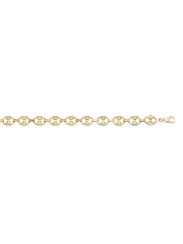 10, 14 Karat Yellow Gold Hollow Puffed Anchor 5.0 mm Italian Bracelet