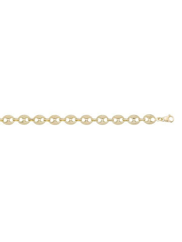 10, 14 Karat Yellow Gold Hollow Puffed Anchor 5.0 mm Italian Bracelet