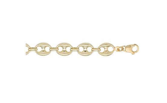 10, 14 Karat Yellow Gold Hollow Puffed Anchor 11.0 mm Italian Bracelet