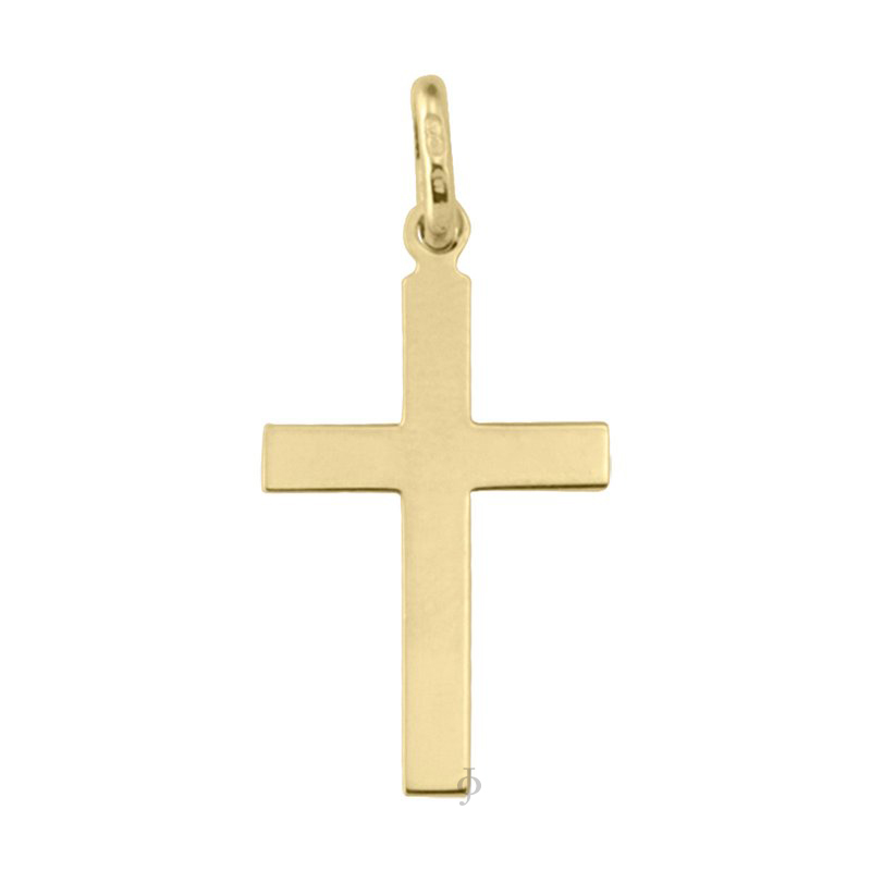 10, 14 Karat Yellow Gold Religious Italian Classic Flat Cross