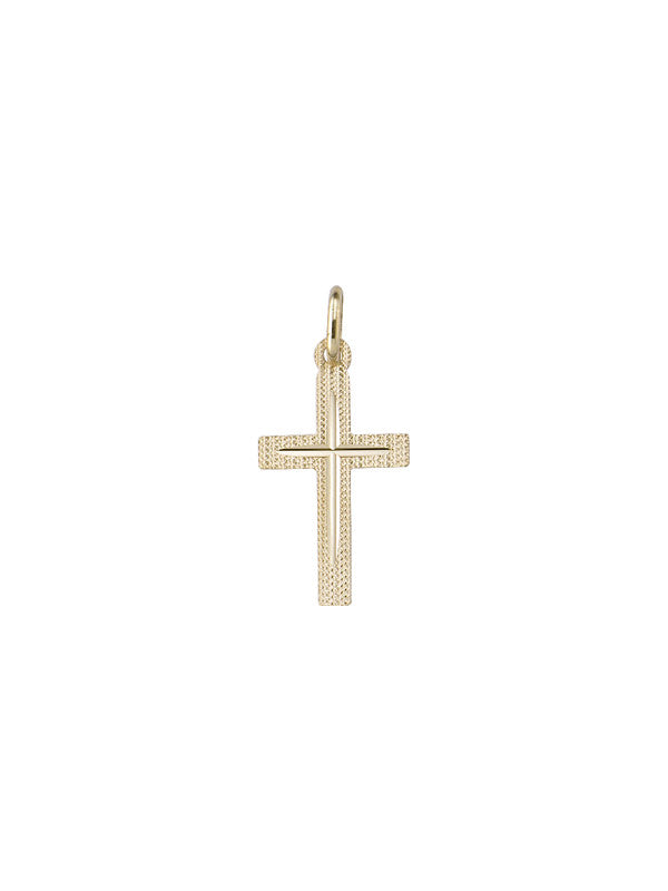 14 Karat Yellow Gold Religious Italian Cross in Cross Pendant