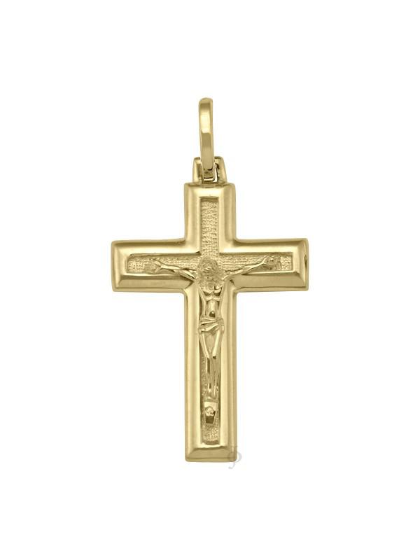 10k, 14k Yellow Gold Religious Italian Cross with Crucifix