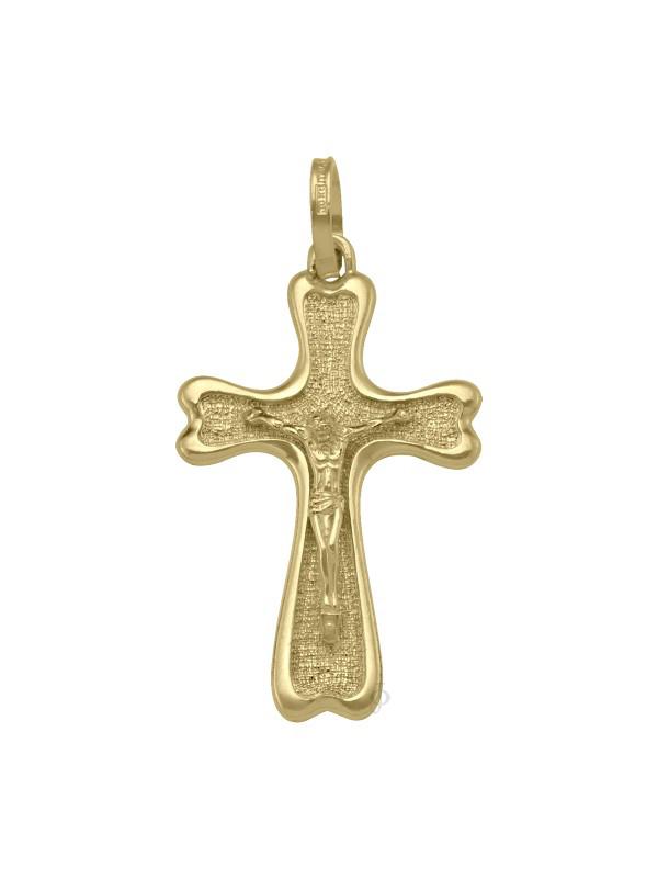 10k, 14k Yellow Gold Solid Religious Italian Cross with Crucifix