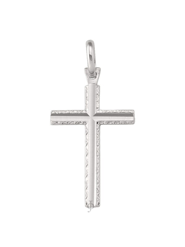 10, 14 Karat White Gold Religious Classic Italian Cross