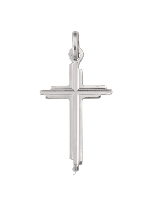 10, 14 Karat White Gold Religious Classic Italian Cross
