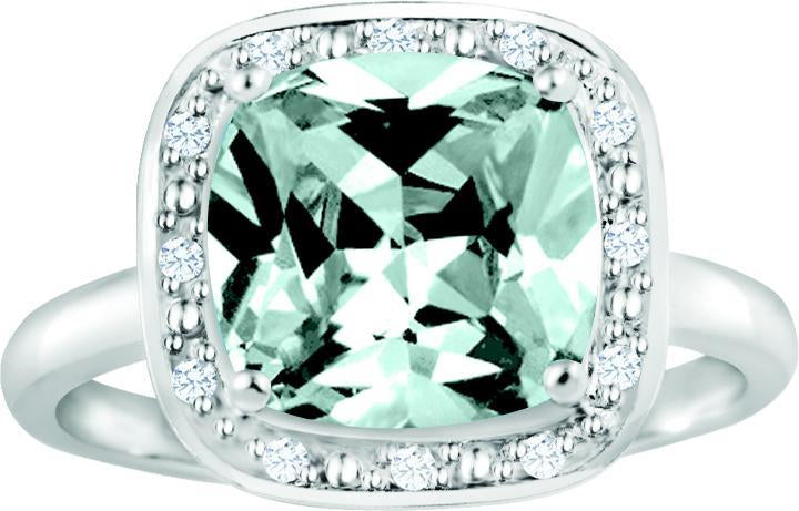 March Birthstone Ring with Diamond Accent set in Sterling Silver 8765039