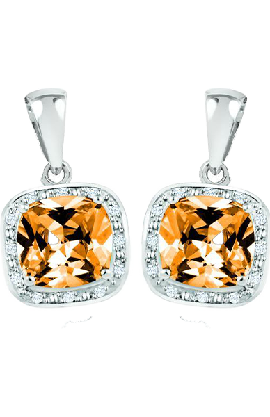 November Birthstone Earring with Diamond Accent set in Sterling Silver 8465119