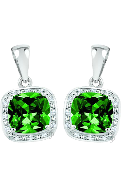 May Birthstone Earring with Diamond Accent set in Sterling Silver 8465059