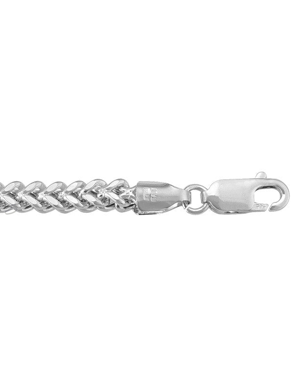 14K White Gold Hollow Franco 3.6 mm Italian Chain