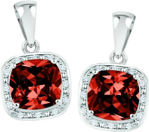 January Birthstone Earring with Diamond Accent set in Sterling Silver 8465019