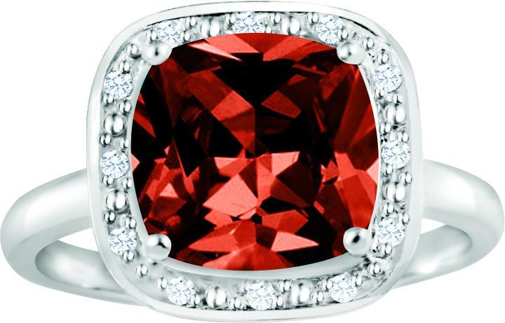 January Birthstone Ring with Diamond Accent set in Sterling Silver 8765019