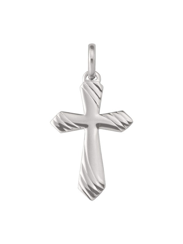10, 14 Karat White Gold Religious Classic Italian Cross