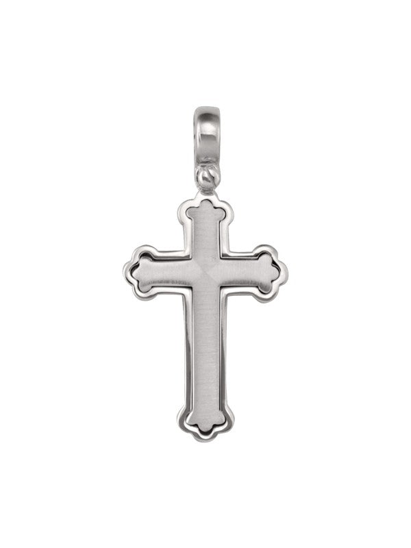14 Karat White Gold Orthodox Religious Italian Cross